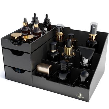 Uncluttered Designs Large Black Vanity Organizer - Countertop Mens