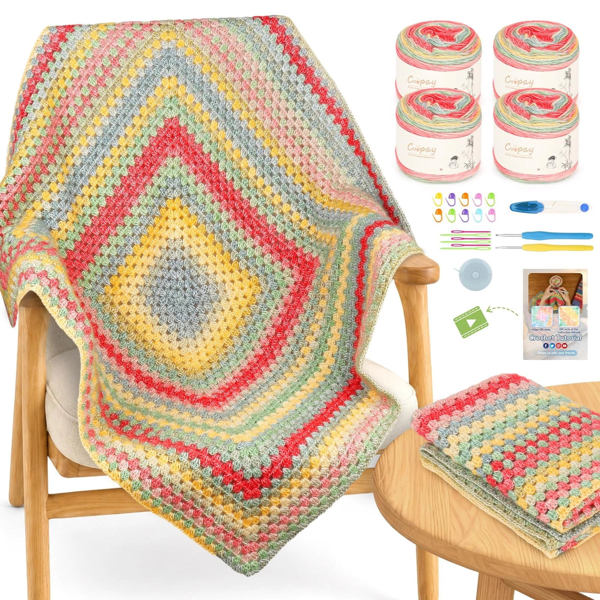 Coopay Crochet Kit for Beginner 9.84 × 7.87 × 2.76 in, Elegant Grove