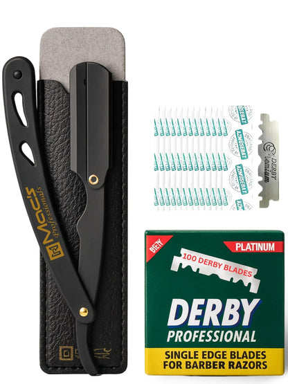 Professional Straight Razor for Men Barber 1 Count (Pack of 3), black