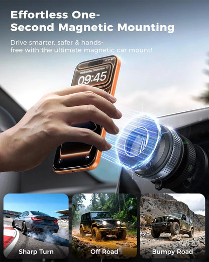MRGLAS 2026 Upgraded for MagSafe Vacuum Car Phone Mount, Ultra Strong Black
