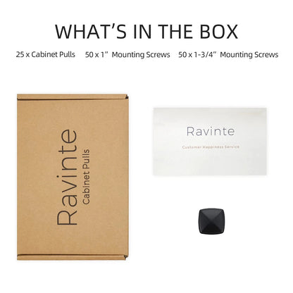 Ravinte 25 Pack Matte Black Kitchen Cabinet Square Knob 1-1/4 inches,