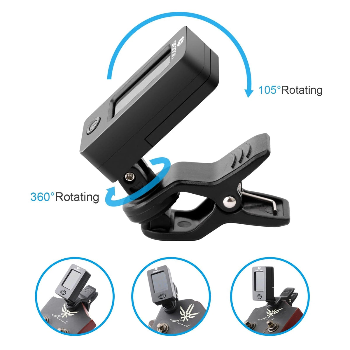 BROTOU Guitar Tuner Clip-On Digital JT-01 Tuner+Capo, Tuner+Cpao