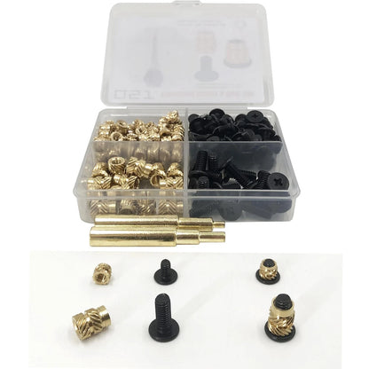 QSJ 200Pcs Threaded Insert Bolt Kit 1 M3 M4 & Black Bolt,