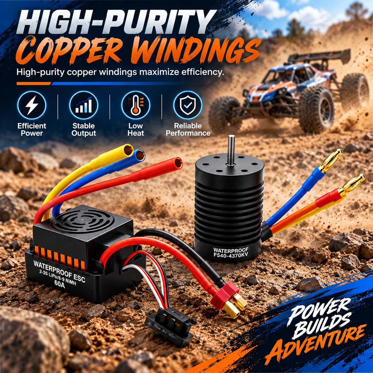 1 Set Waterproof F540 4370KV Motor With 60A ESC Kit Accessories For 1/10 RC Car
