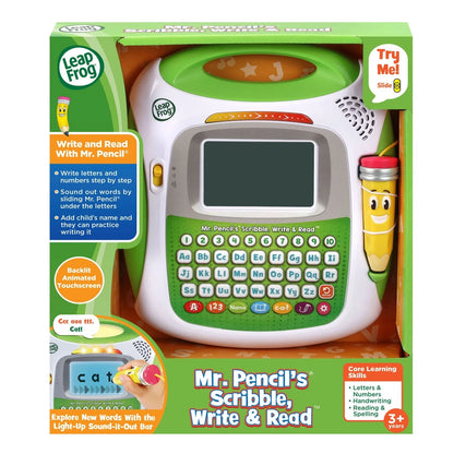 LeapFrog Mr Pencil's Scribble Write and Read, Green 7.7" x 8.6" x 2",