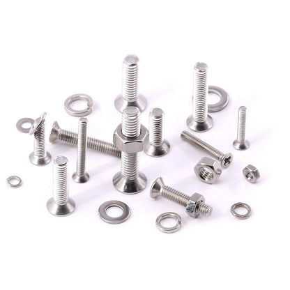 Glarks 665Pcs 304 Stainless Steel M3 M4 M5 M6 Phillips Flat Head M3, Silver