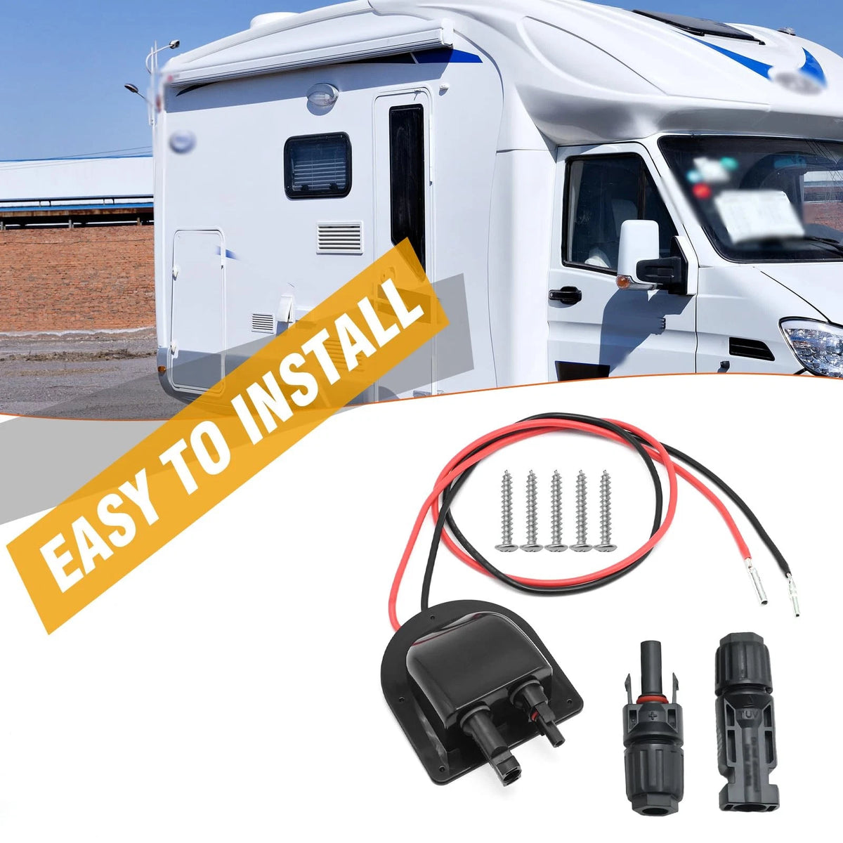 EATAKWARD Weatherproof Solar Entry Housing with 10AWG 10FT, Black+red