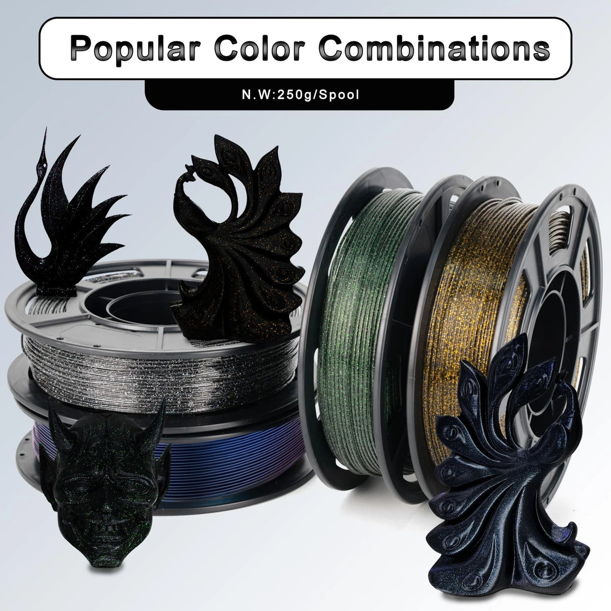 YOUSU 3D Printer Filament Galaxy PLA PLA, 1-galaxy Pla 250g*4 Pack
