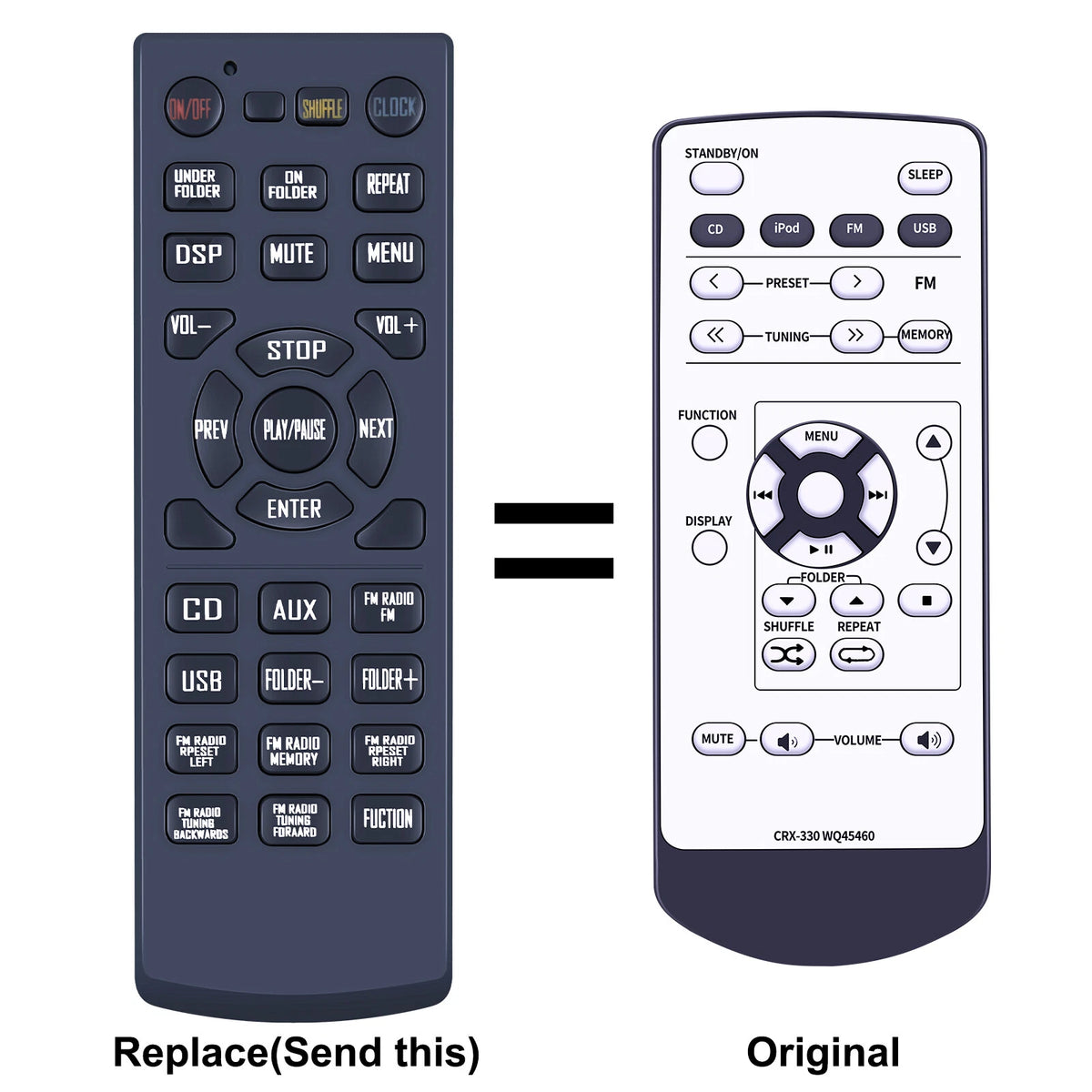 Remote Control For Yamaha Bookshelf CD Receiver CRX-330 WQ45460 MCR-330 MCR-230
