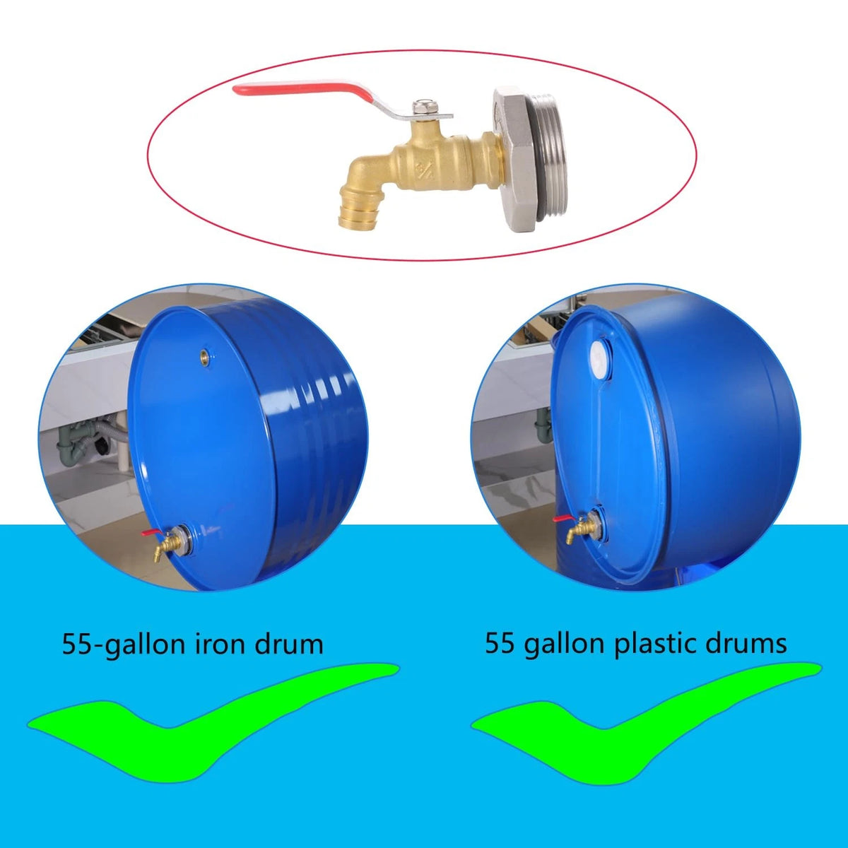 Ceaeso 2" Drum Faucet for 55 Gallon Drum,3/4 inch Brass Rain Barrel 3/4