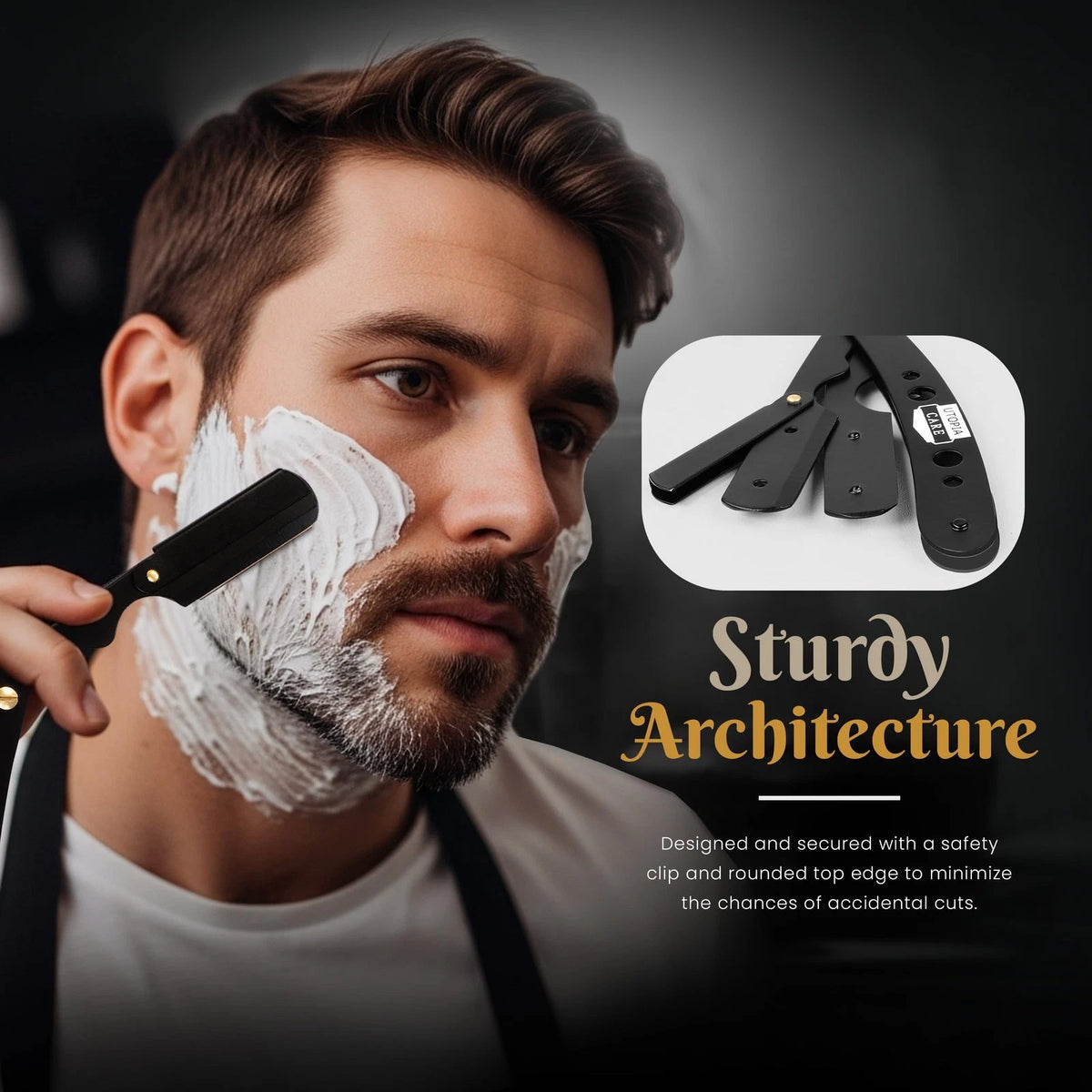 Utopia Care Professional Straight Razor for Men, Barber 101 Piece Set, Black