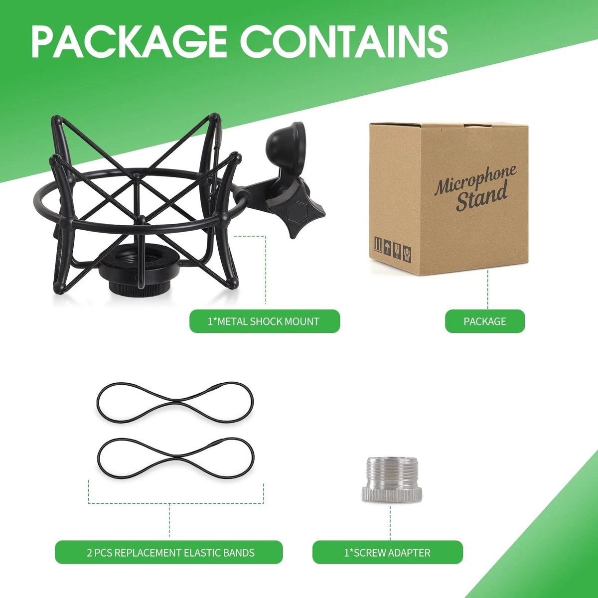 ZibugZag Microphone Shock Mount for Condenser Microphones, Compatible Black