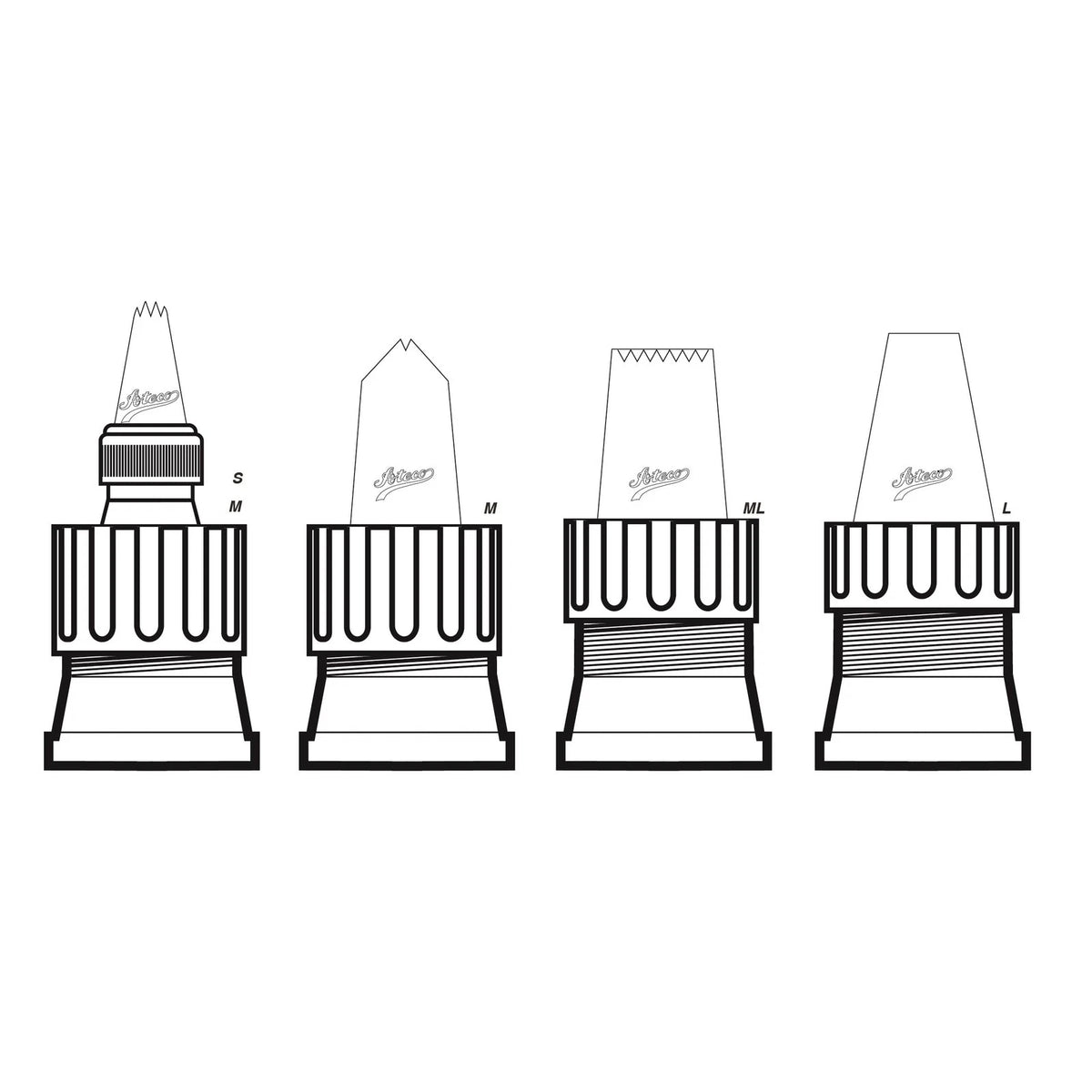 Ateco Universal Pastry Coupler and Cap Set | 7 Set, White