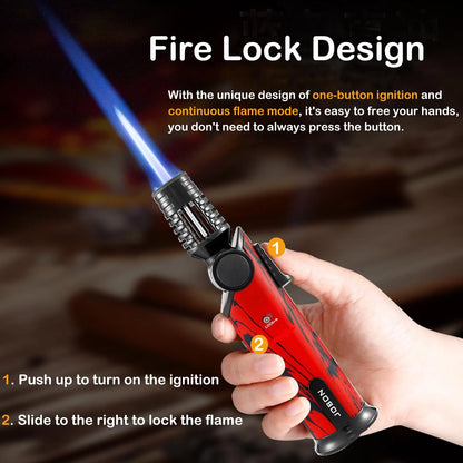DOUBFIVSY Butane Torch Lighter, 60° Rotatable Refillable Kitchen Cooking Red