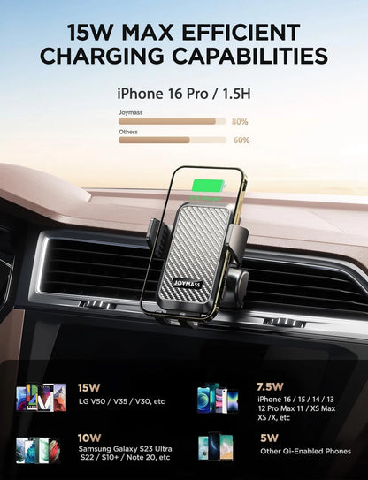 JOYMASS Wireless Car Charger, Phone Holders for Your Car, 15W Auto BLACK