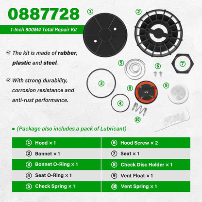 usvehj 0887728 Repair Kit Replace for Watts 1-Inch 0887728, Black; White