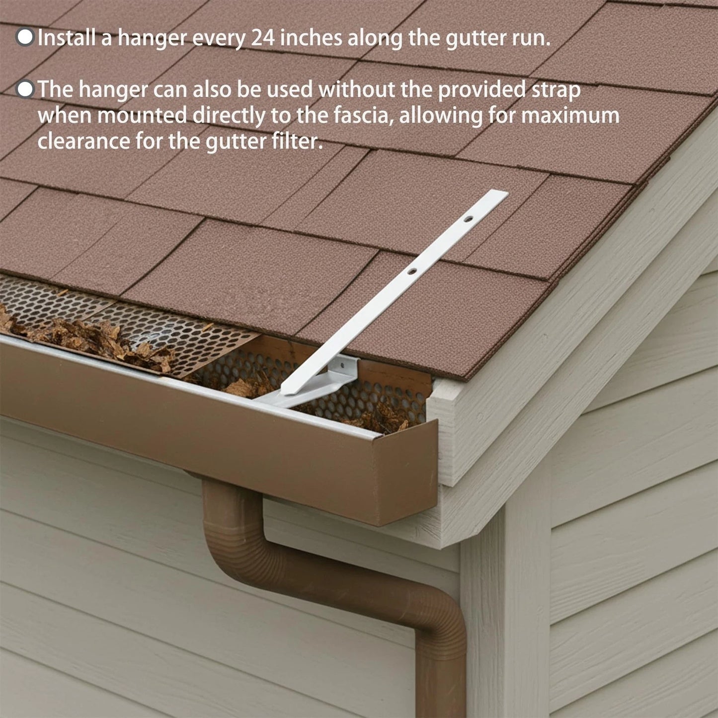 30 Sets 6" Aluminum Roof Gutter Hangers Clips with Straps for...