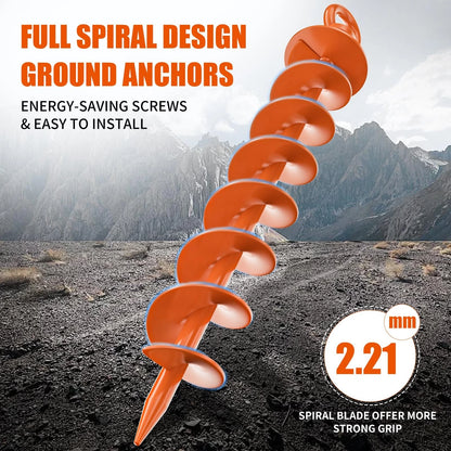 Phopich Ground Anchor Screw in, 4 Pack Spiral Trampoline 4 Pack, Orange