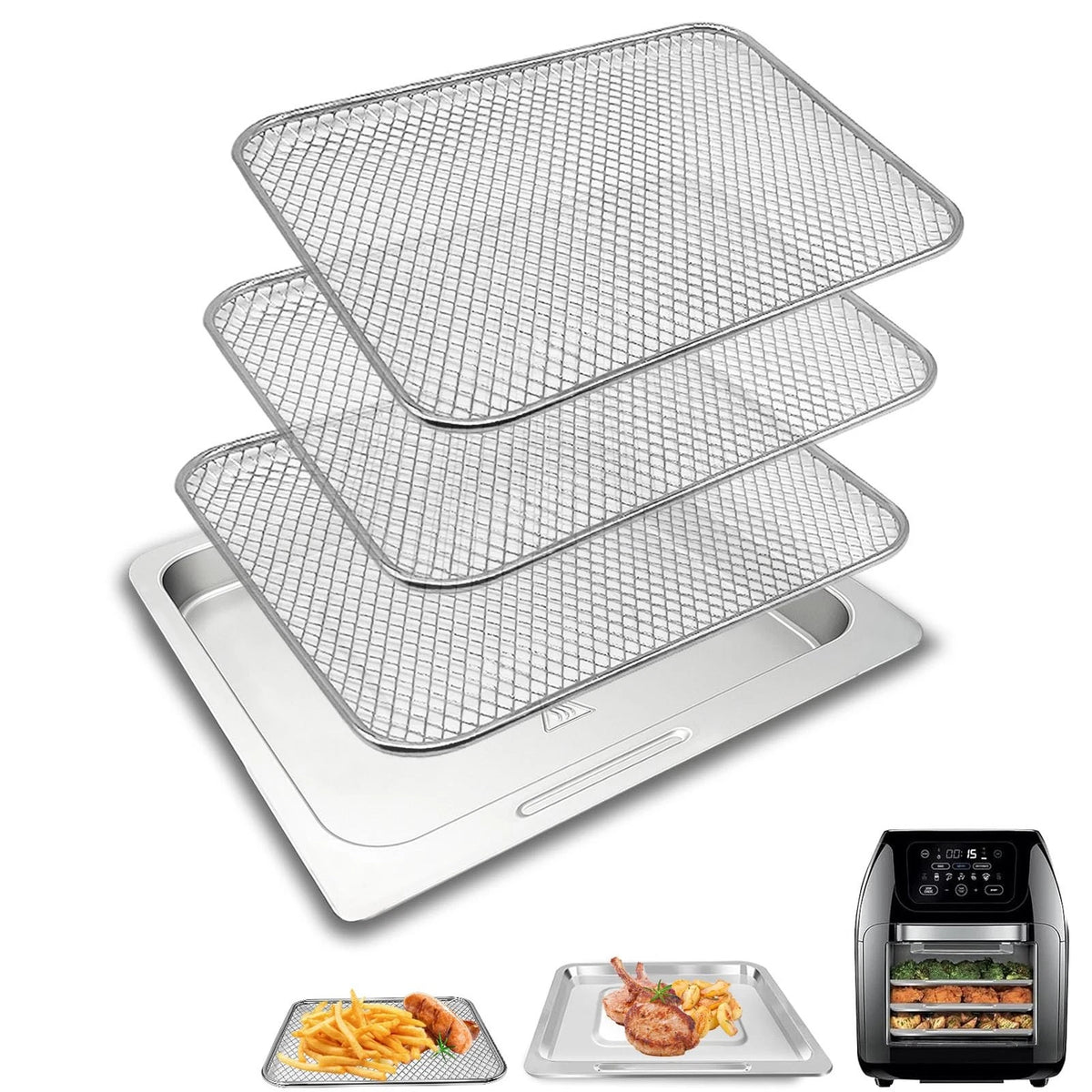 GWYXC 4 Pieces Set Air Fryer Drip Pan with Basket for Chefman...
