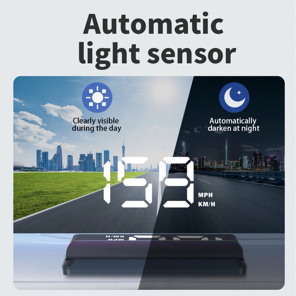 Universal Windshield HUD for Cars with Large Font Display and Type C Cable