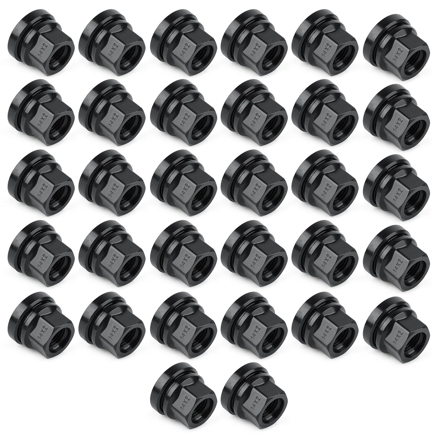 32PCS Black Wheel Lug Nuts M14x2.0 Fit Ford F250 F350 1999-02 Flat Washer Style