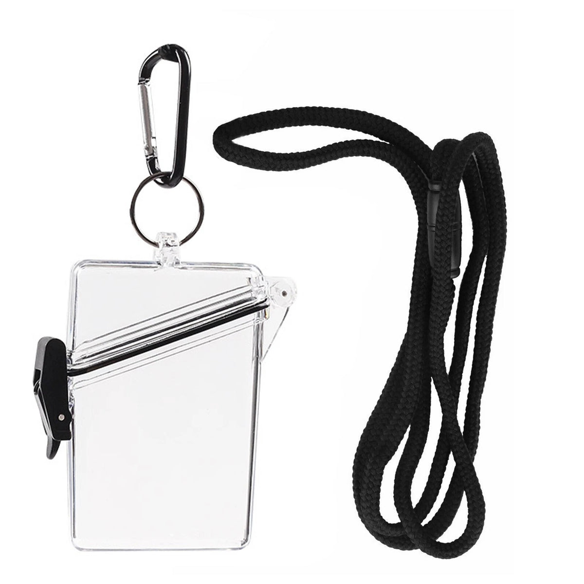 1*Waterproof ID Card Clear Holder Hard Case Plastic Protector With Lanyard