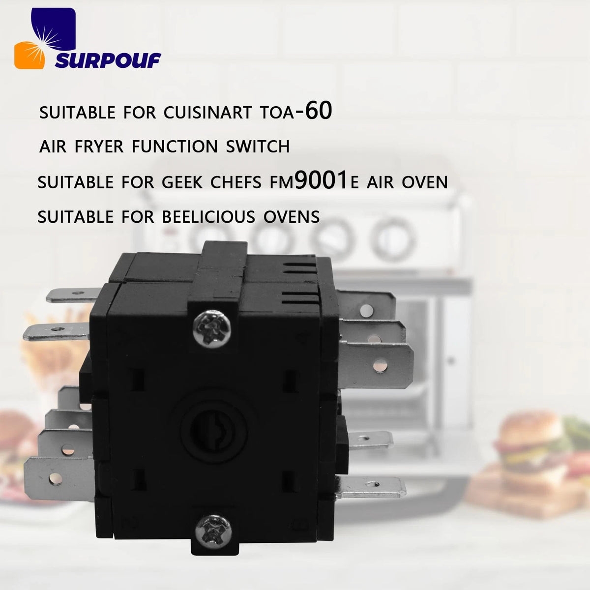 FZ31-9E 11 Pins 7 Positions FZ31-10 Oven Function Rotary Black, Chrome
