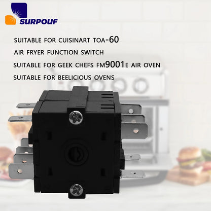 FZ31-9E 11 Pins 7 Positions FZ31-10 Oven Function Rotary Black, Chrome
