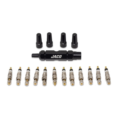 JACO Presta Valve Core Repair Kit for Bike Tires | with (12X) Black