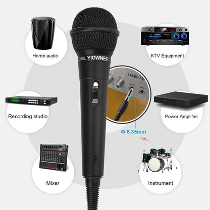 YIOWNER Wired Microphone, Karaoke Handheld Microphone for 9”x1.6”, Black