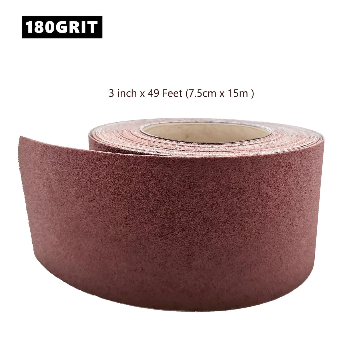 180 Grit Sandpaper Roll, 3 Inch x 49 Feet Emery Cloth Roll 180 Grit, Brown