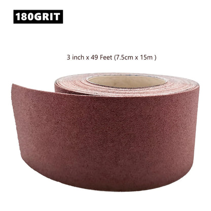 180 Grit Sandpaper Roll, 3 Inch x 49 Feet Emery Cloth Roll 180 Grit, Brown