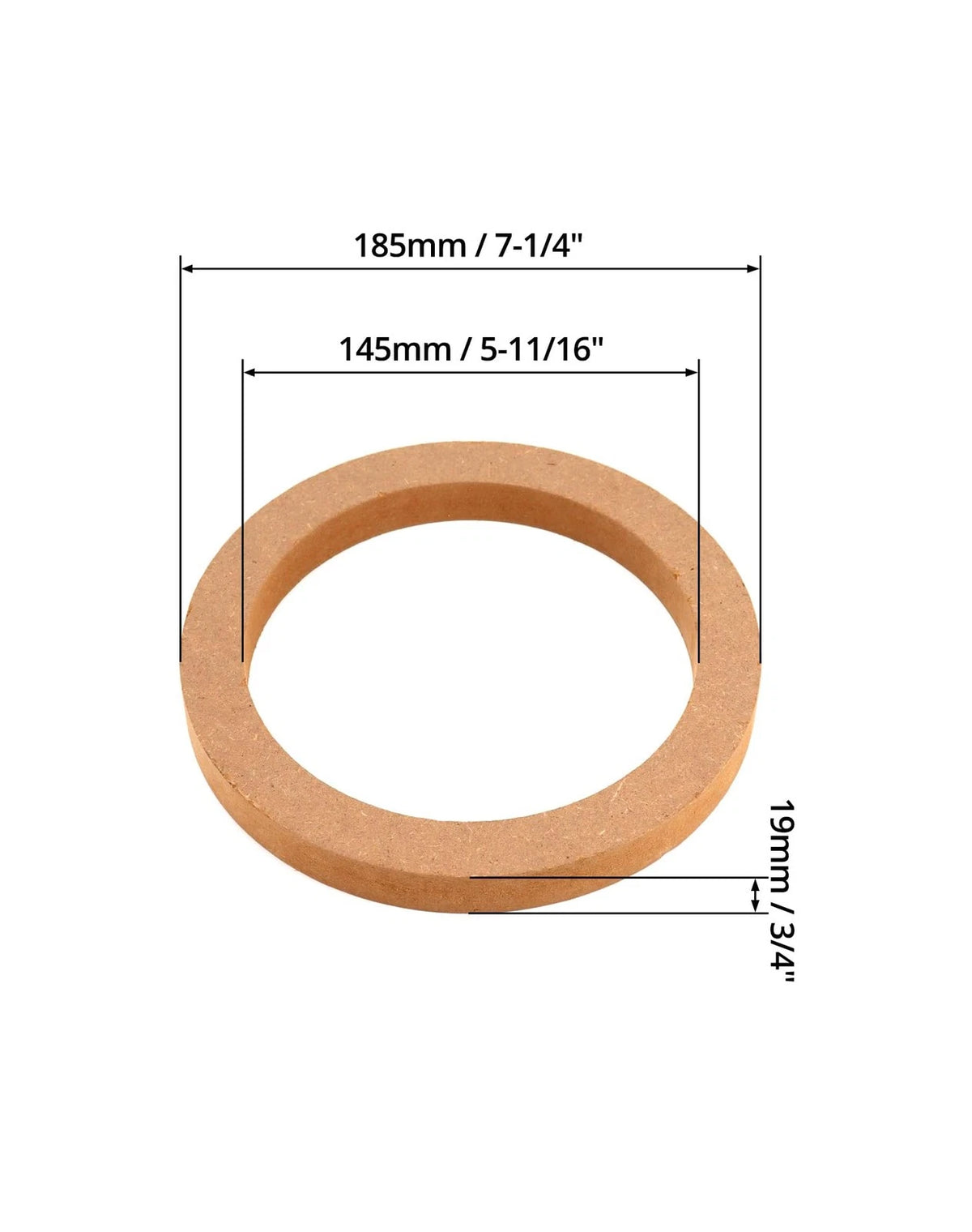 QWORK Wooden Speaker Spacer Rings, 8 Pcs 6.5" Car MDF Ring, 8 Pack