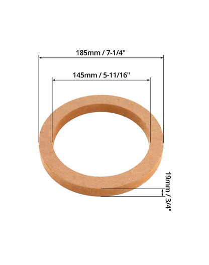 QWORK Wooden Speaker Spacer Rings, 8 Pcs 6.5" Car MDF Ring, 8 Pack