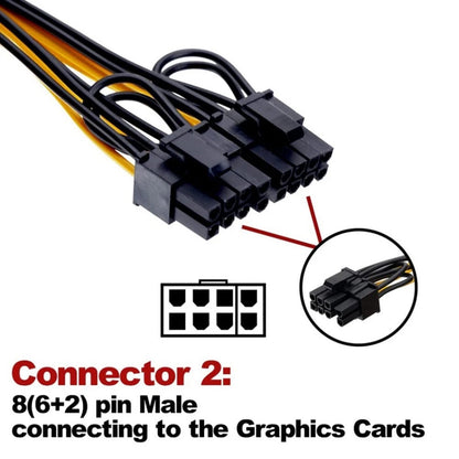 For Video Card 6 Pin Female to Dual PCI-E 8 Pin Adapter Cable Replacement