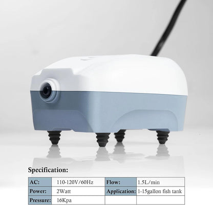 HITOP 2W Single Outlet Aquarium Air Pump, 1.5L/Min Fish Tank outlet