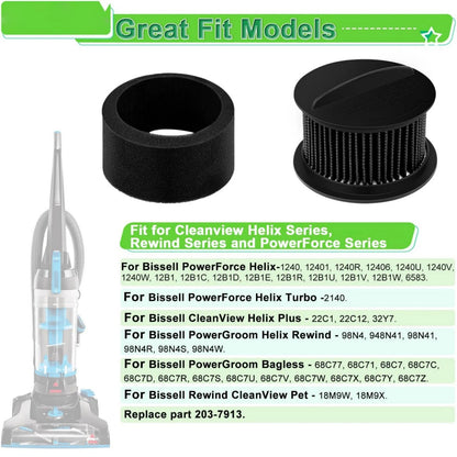 4pc Filter Set Inner Outer Foam For Bissell Rewind CleanView Pet 18M9W 18M9X