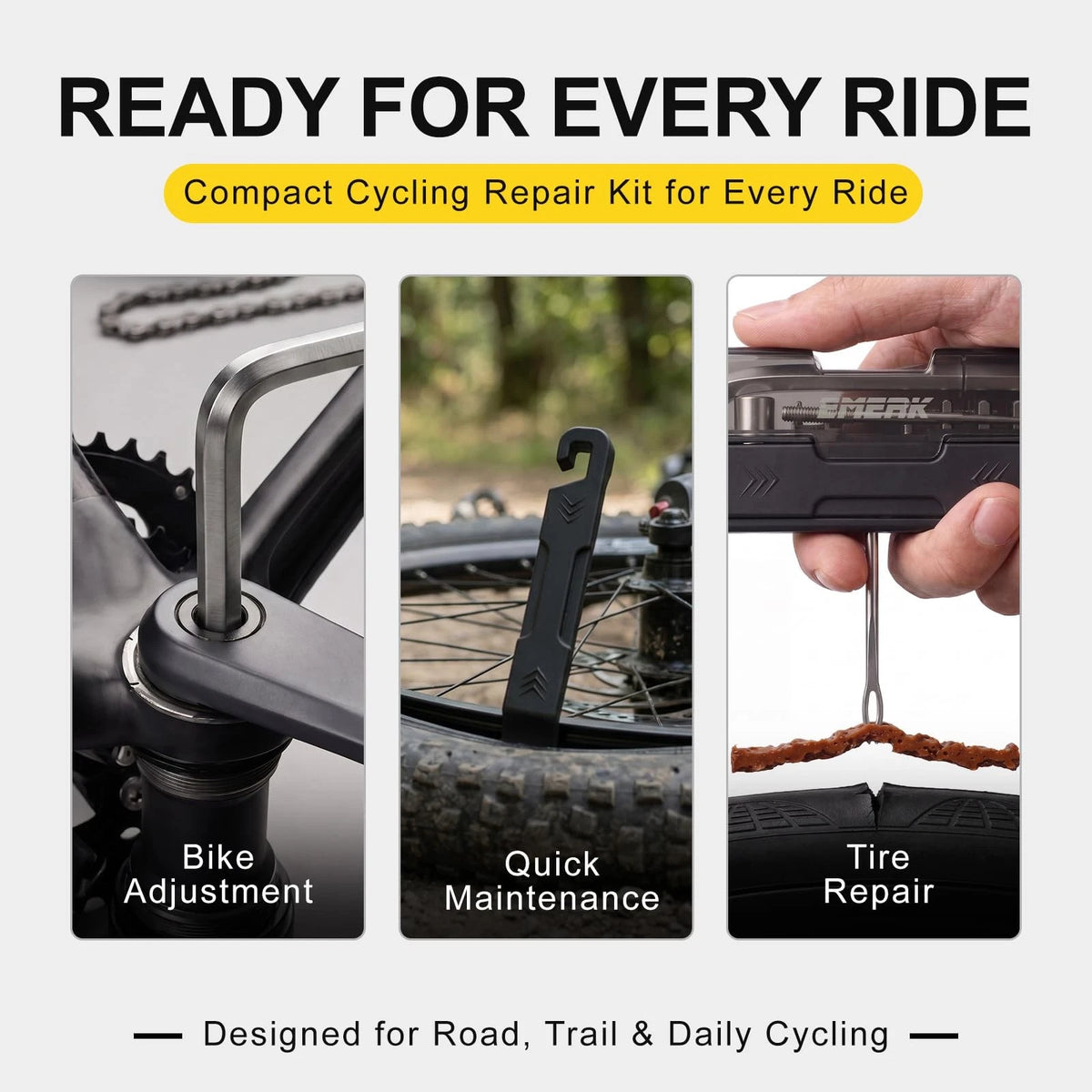 EMERK Bike Repair Tool Kit, Portable Multi with L-wrench Kit