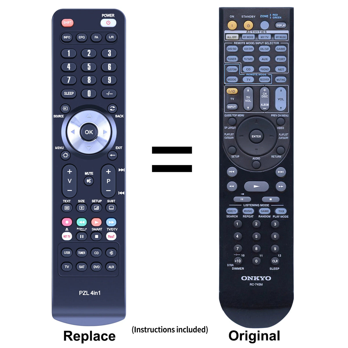 RC-745M Replace Remote Control For Onkyo HT-RC180, TX-NR807, TX-NR1007