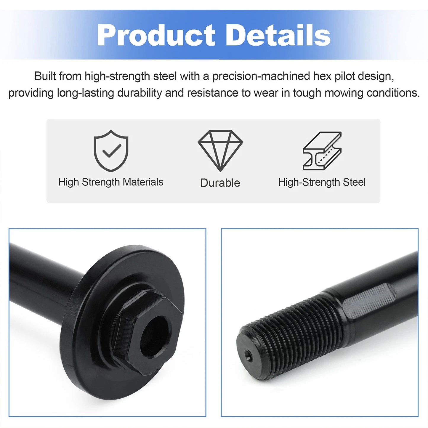 109-7431 Hex Pilot Spindle For Exmark Zero Turn Mowers–Quest,Pioneer, Radius E/S