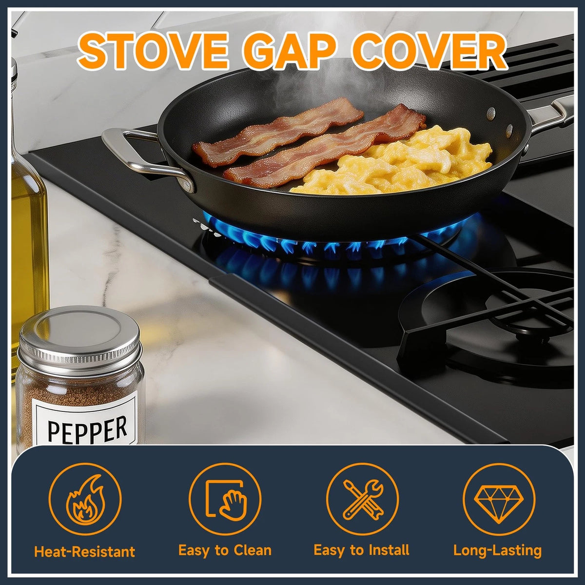 Stove Gap Covers Stainless Steel, Filler Between Stoves and Black