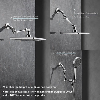 5 Inch Adjustable Shower Head Extension Arm, With Locking 5 inches, 1. Chrome