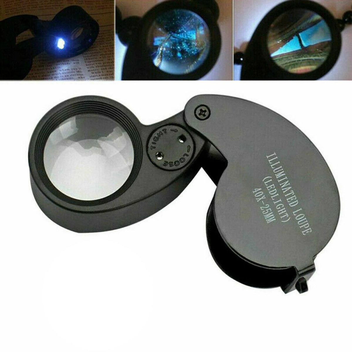 2Pcs Alloy 40X Magnification Loupe Jewelry Eye Glass Printing Magnifier qq