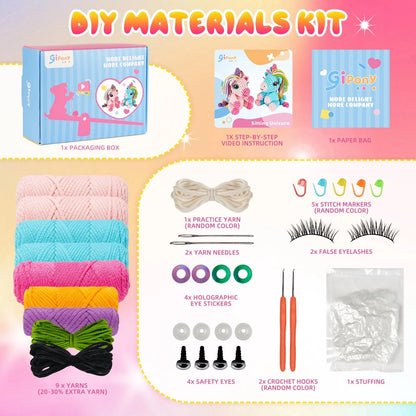 Gipony Crochet Kit for Beginners Animal,Crochet Animal Unicorn