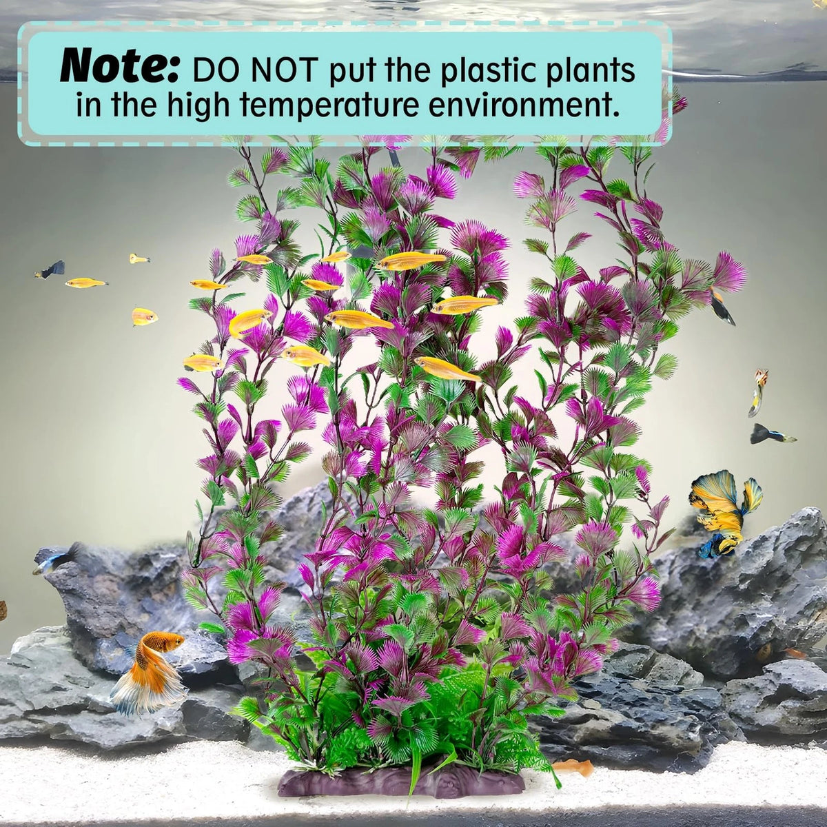 Hamiledyi Aquarium Plastic Plants Decor Artificial Fish 20.4 in, B