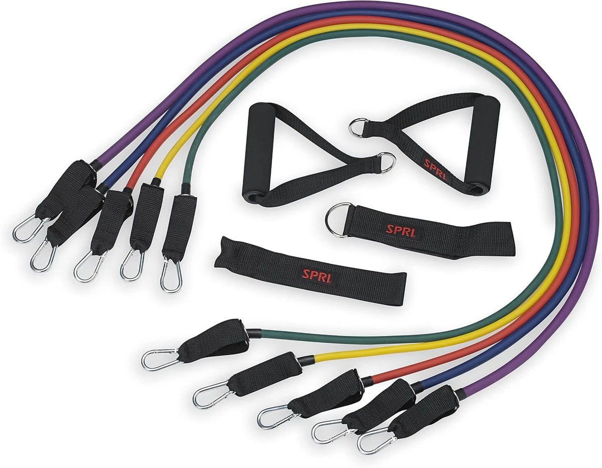 SPRI Resistance Band Kit - Green, Yellow, Red, Blue, Purple