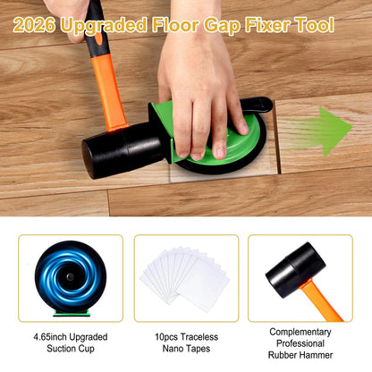 Floor Gap Fixer Tool Kit with 4.7" Suction Cup & Rubber Mallet, Multicolor