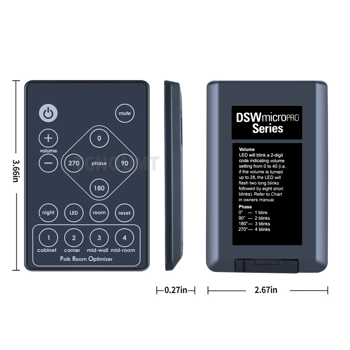 Replacement Remote Control For Polk Audio DSW PRO 660wi Wireless Subwoofer