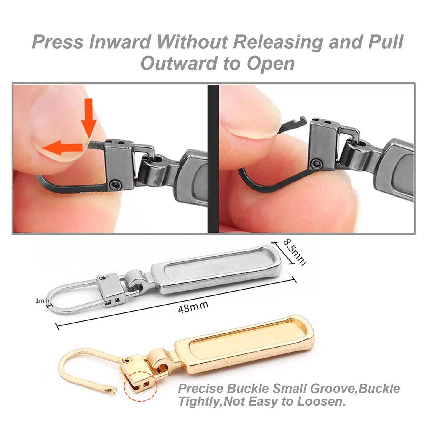 Mizeer Zipper Pull Replacement for Small Holes Zipper, Detachable 4pcs Black