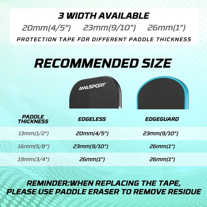 AMA SPORT Pickleball Paddle Edge Guard Tape 3 Pack 26mm Width, Blue
